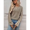 Coolmee Women's Fashion Sweatshirt Casual Waffle Knit Long Sleeve V Neck Split Pullover Tunic Tops - 3 of 4