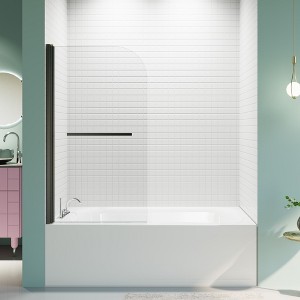 NicBex 30.98"W X 55"H Glass Shower Door Frameless Pivot Tub Shower Door 1/4"(6mm) Thick Glass Door with 180 Degree Flip and Grab Bar - 1 of 4