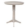 36"x36" Round Top Solid Wood Pedestal Bar Height Table Washed Gray Taupe - International Concepts - 2 of 4