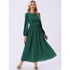 INSPIRE CHIC Women's Crewneck Lantern Long Sleeves A-Line Pleated Chiffon Maxi Formal Dress - 2 of 4