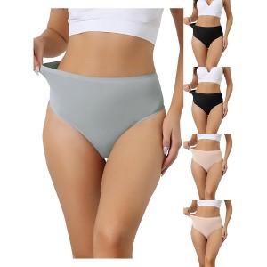 Allegra K Women's High Waist Tummy Control Stretch T-back Breathable Comfortable Thongs Multicolored - 1 of 4
