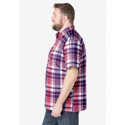 KingSize Short-Sleeve Plaid Sport Shirt