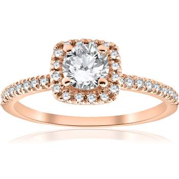 Pompeii3 1/2CT Diamond Cushion Halo 14k Rose Gold Engagement Ring