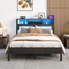 MAYEERTY Full Size Metal Platform Bed Frame ¨C Storage Headboard, Charging Station, Bookcase Storage, No Box Spring, Easy Assembly, Noise-Free, Black - 2 of 4