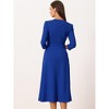 INSPIRE CHIC Women's Elegant Split Neck Side Zipper Pockets 3/4 Sleeve Work A-Line Dress - 4 of 4