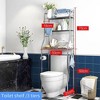 GustoWave Over The Toilet Storage Cabinet, Metal Bathroom Organizer with Paper Holder & Hooks, No Drill Floor Standing, Space Saver, White - 2 of 4