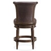 Rome+Oak Runyan 39 Inch Tall Counter Stool, Rotating High Back Barstool in Dark Walnut Finish with Vintage Brown Vegan Leather Seat - 3 of 4