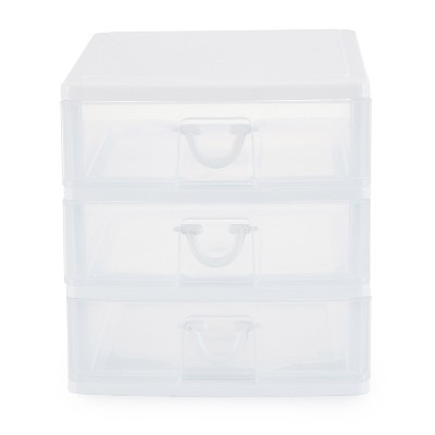 Gracious Living Clear Mini 3 Drawer Desk and Office Organizer for Storing Cosmetics, Arts, Crafts, and Stationery Items
