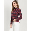 Allegra K Women's Plaid Button Down Collar Long Sleeve Top - 4 of 4
