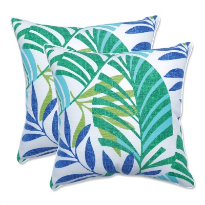 Pillow Perfect Set of 2 18.5" x 18.5" Islamorada Outdoor/Indoor Throw Pillow Blue/Green