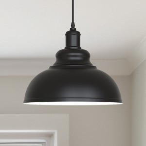 YANSUN 11.81 in. 1-Light Black Dome Pendant Lighting with Metal Shaded - 1 of 1