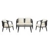 4 Piece Modern Poolside Seating Set,Woven Rope Back Outdoor Patio Conversation Set,Metal Garden Furniture Set with Cushions-Coolbibila - 3 of 4