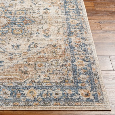 Estill Blue and Beige Washable Polyester Runner Rug 2'7" x 7'3"