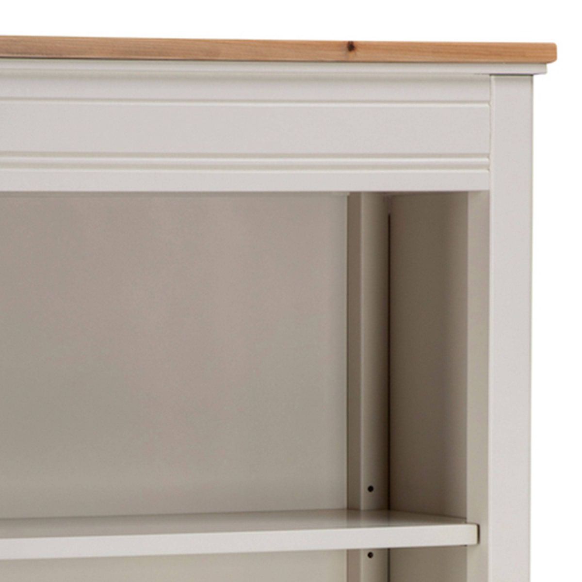 60" Savannah Tall Bookshelf Ivory with Natural Wood Top - Alaterre Furniture - thumbnail 5