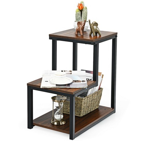 Costway 3-tier Industrial Side End Table With Storage Shelf Heavy Duty  Accent Table : Target