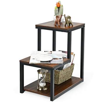 Costway 3-Tier End Table Side Table Night Stand W/ Storage Shelf for Living Room