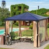 Aoodor 10 x 10 ft. Outdoor Aluminum Frame Polycarbonate Roof Gazebo, with Mosquito Netting and Curtains- Black - 2 of 4