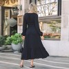 Women's Elegant Black Tiered Maxi Dress with Puff Sleeves - Cupshe - 4 of 4