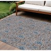Brown And Blue Floral Washable Indoor Outdoor Area Rug - 2 of 4