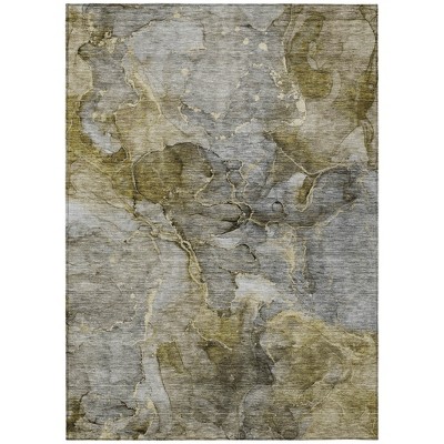 Taupe Brown And Gray Abstract Washable Indoor Outdoor Area Rug