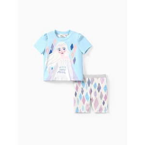 Disney Frozen Toddler Girls Elsa 2pcs Naia Character Print T-shirt and Short Set - 1 of 4