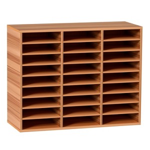 VEVOR 27 Compartments Wood Literature Organizer, Adjustable Shelves, Medium Density Fiberboard Mail Center, Office Home School Storage, White - 1 of 4