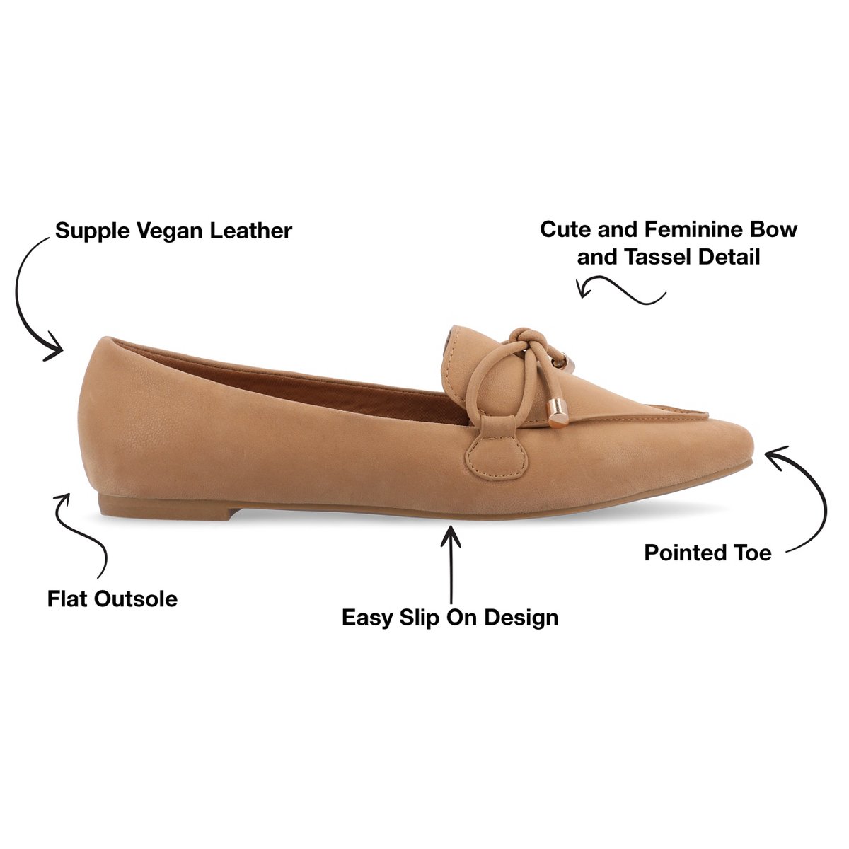 Обувь Journee Collection Narrow Width Women's Muriel Flat Tan 10NW — фото 8