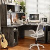 Unikito L Shaped Desk with Drawers and Hutch, Large Office Desk, Sturdy 2 Person Home Office Desk, Black Oak, 66"*60"*66" - 2 of 4