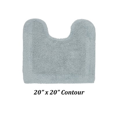 Blue Cotton Reversible Tufted Contour Toilet Rug 20x20