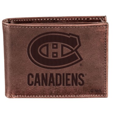 Evergreen NHL Montreal Canadiens Brown Leather Bifold Wallet Officially Licensed with Gift Box