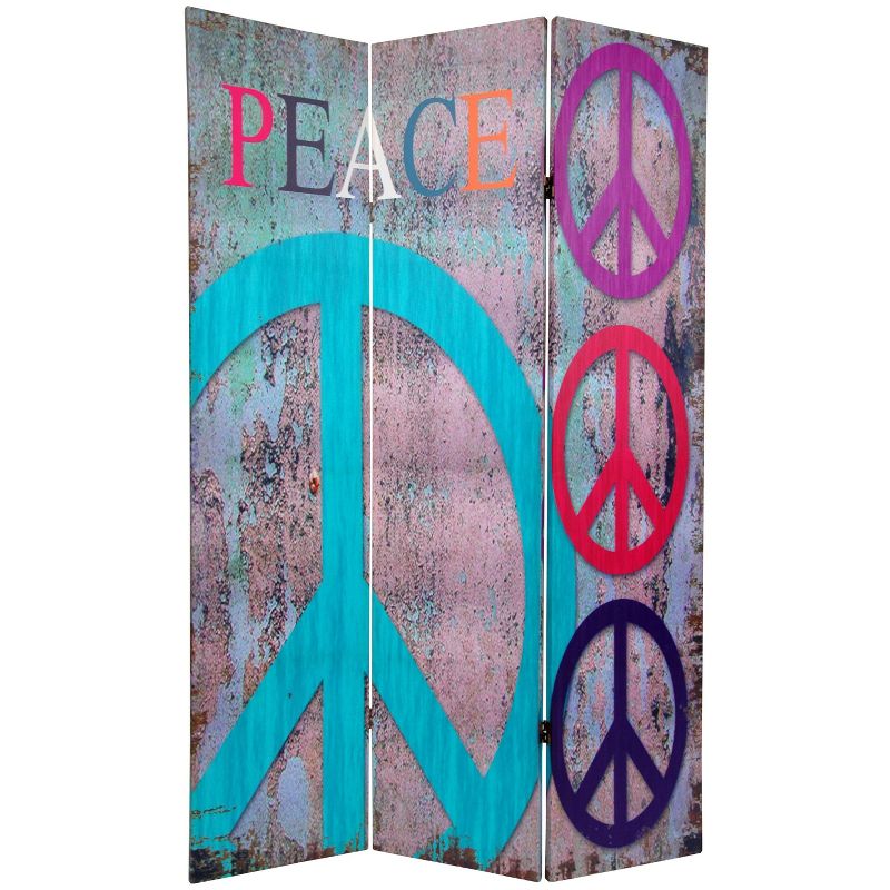 6' Tall Double Sided Multi Color Peace And Love Room Divider - Oriental Furniture, 4 of 6