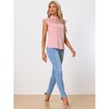 INSPIRE CHIC Women's Ruffle Stand Collar Short Sleeve Contrast Lace Panel Blouse - 3 of 4