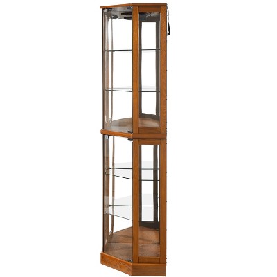 ?Vynxaria Elegant Corner Curio Cabinet with Mirrored Back & Adjustable Glass Shelves