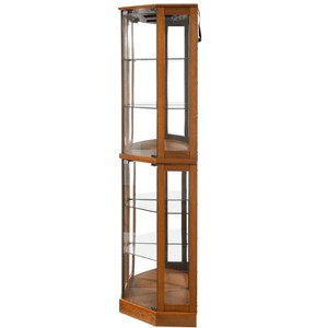 ?Vynxaria Elegant Corner Curio Cabinet with Mirrored Back & Adjustable Glass Shelves - 1 of 4