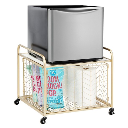 Mdesign Small Portable Mini Fridge Storage Cart With Wheels And