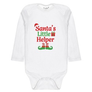 Everyday Kids Christmas Collection Santa’s Little Helper Baby Onesie – Festive Elf Boots & Gift Graphic Bodysuit - 1 of 4