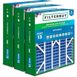 Filterbuy 20x25x6 Air Filter (3-Pack), Pleated MERV 13 Health Defense HVAC AC Furnace Air Filters for Aprilaire Space-Gard 201 / 2200 / 2250 & Lennox - 1 of 4