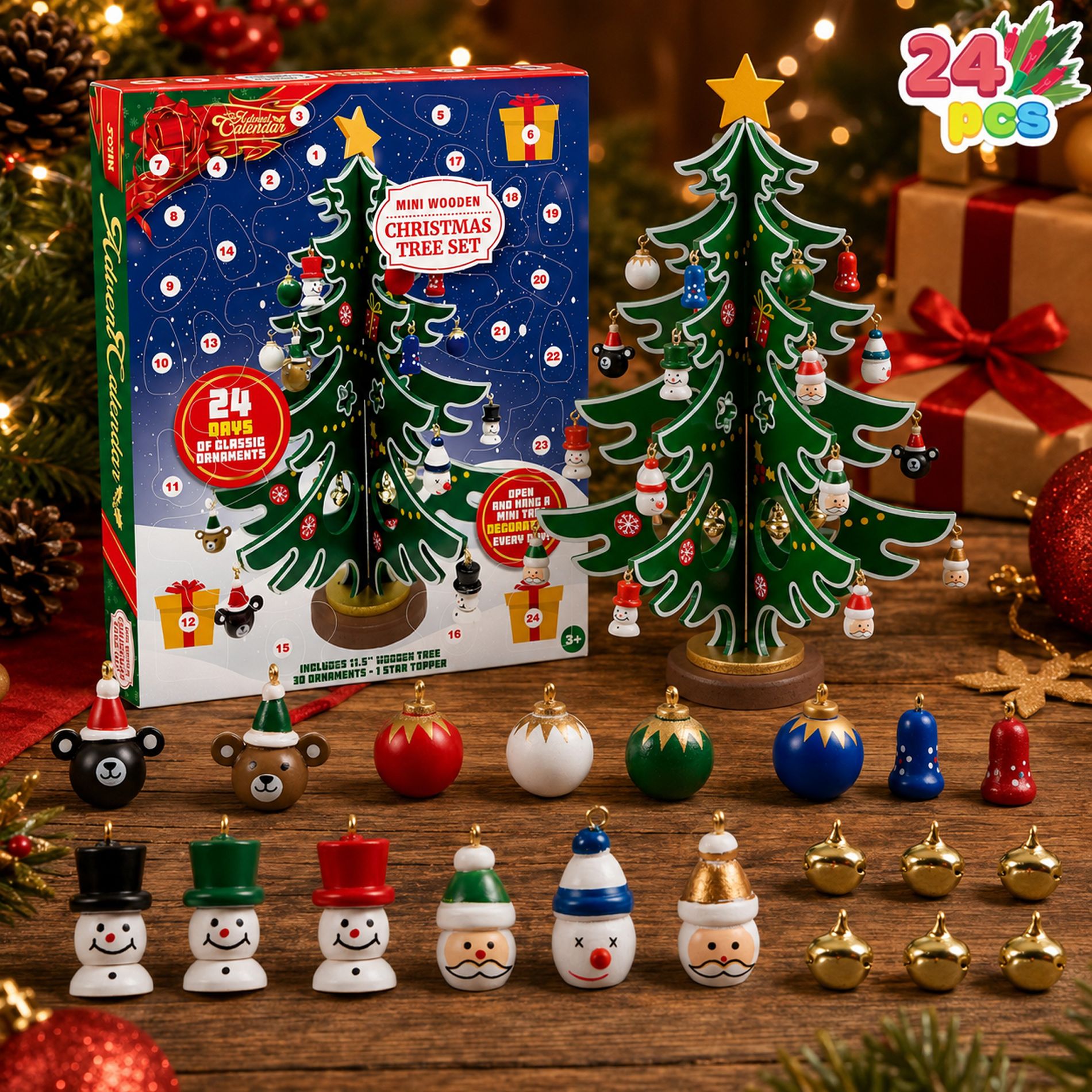 Joyfy 2026 Christmas Advent Calendar - 24 Days of Ornaments for Tree Decorating Fun