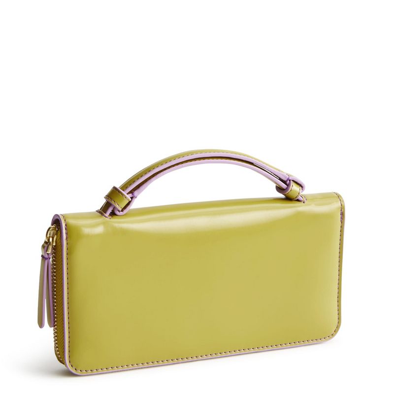 Vera Bradley Women's Patent Faux Leather Accordion Wristlet Golden Olive