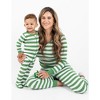 Leveret Matching Family Christmas Pajamas Green and White Striped - 3 of 4