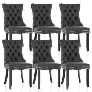 Captiva Designs Indoor High Back Dining Chairs with PU Leather & Padded Seat & Solid Curved Wood Legs - 1 of 4