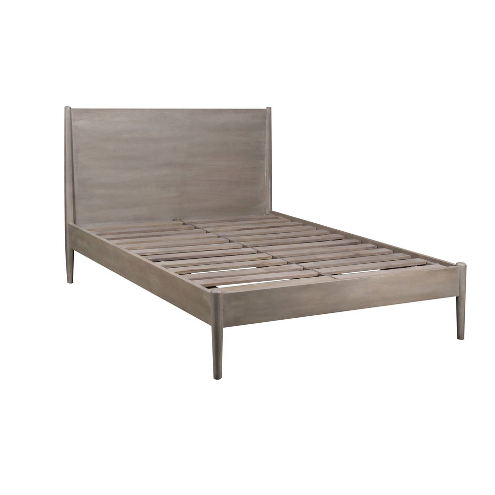 Photos - Bed New Heights Sierra Wood Platform Twin  Driftwood: Mid-Century Modern, N