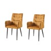ModernLuxe Set of 2 Dining Chairs Velvet Upholstered Accent Chairs with Soft Cushioned Seat & Iron Frame, Armless Chairs Arm Chairs, Yellow/Gray - 3 of 4