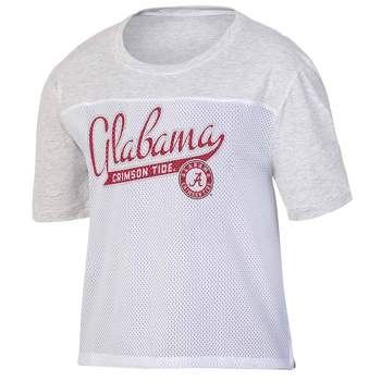 NCAA Alabama Crimson Tide Women's White Mesh Yoke T-Shirt