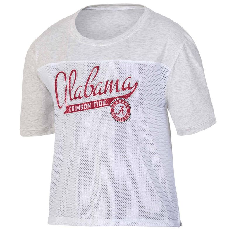 NCAA Alabama Crimson Tide Women&#39;s White Mesh Yoke T-Shirt, 1 of 4