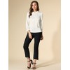 Allegra K Women's Ruffle Neck Long Sleeve Elastic Cuff Button Office Satin Blouse - 2 of 4