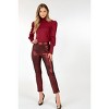 Slickblue Women's Animal Skin Vinyl Ankle Pants, Slim Fit, Edgy Design, Stretch Fabric, Burgundy Color, Size S-L - 2 of 4