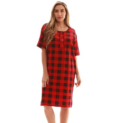 Just Love Womens Nightgown - Short Sleeve Henley Oversized Sleepwear Gown