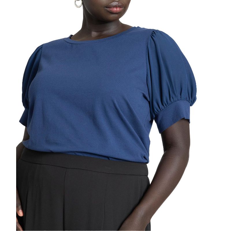 ELOQUII Women's Plus Size Combo Sleeve Tee, 1 of 2