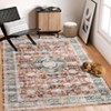 Washable Vintage Rug Non Slip Low Pile Rug Soft Throw Floor Cover Foldable Indoor Carpet for Living Room Bedroom Office - 4 of 4